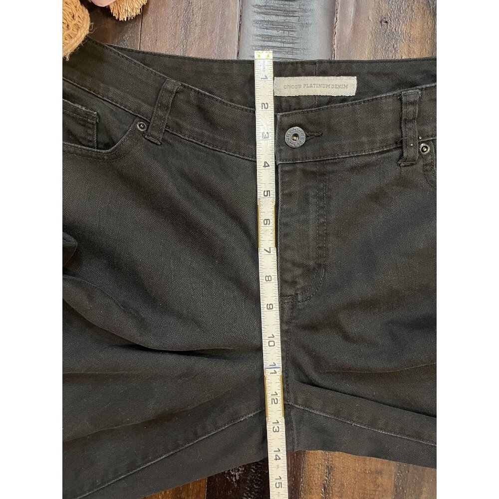 Chico's Platinum Denim vanity size 10 Black straight leg - Picture 6 of 10